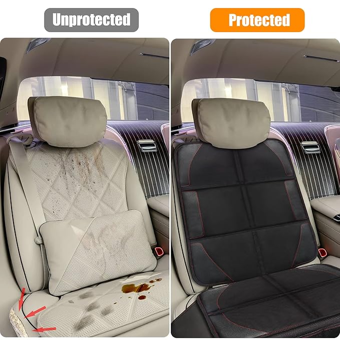 Bacgnyer Car Seat Protector, 2 Pack, Thickest Padded 600D Fabric Padding, Waterproof, Durable, Anti Slip Backing, Child Seat Protection, Suitable for Babies, Toddlers, Children