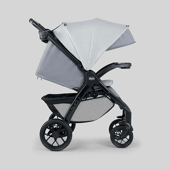 Chicco Bravo LE ClearTex 3-in-1 Trio Travel System, Bravo LE Quick-Fold Stroller with KeyFit Max ClearTex Infant Car Seat and Base, Atlas/Grey