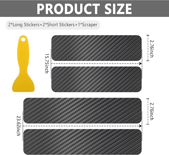 4PCS Car Door Sill Protector with Scraper,Carbon Fiber Car Door Protector Edge Guards for Front Rear Door Sills,Universal Anti-Scratch Car Door Threshold Strips (4D Black)