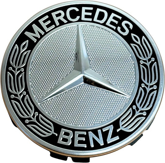 Mercedes-Benz Black Classic Logo Wheel Center Cap, Genuine MB Parts