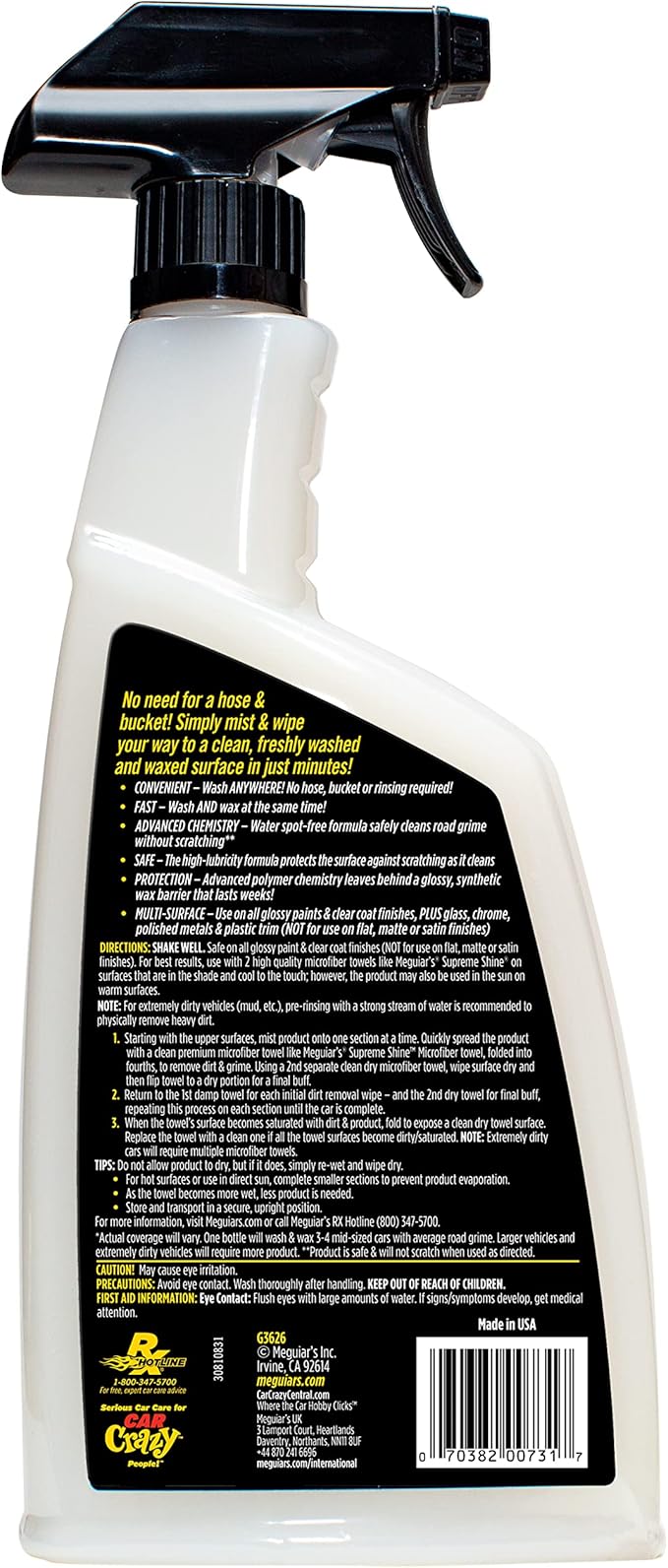 Meguiar's Ultimate Waterless Wash & Wax - Scratch-Free Waterless Car Wash That Makes Car Detailing Quick and Easy - 26 Oz (Pack of 2)
