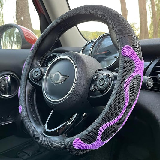 PINCTROT Large Size Comfy Grip Steering Wheel Cover, Anti-Slip Design, 15.5-15.75 Inch(Silicone Purple)