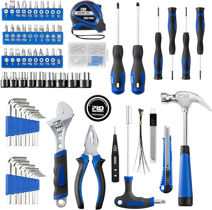 Prostormer 179-Piece Home Tool Kit, General Household Hand Tool Set with Portable Storage Box, Basic Tools for Apartment, Garage, Office and College Dorm