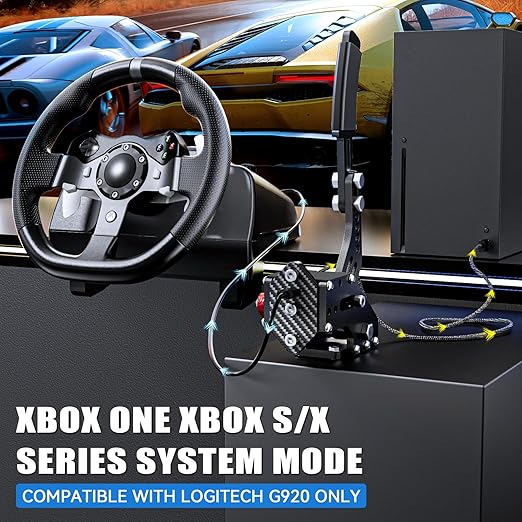 aikeec USB Handbrake Clamp for PC Sim Racing Games G25 G27 G29 T500 FANATECOSW DIRT RALLY Windows (Black, XBOX)