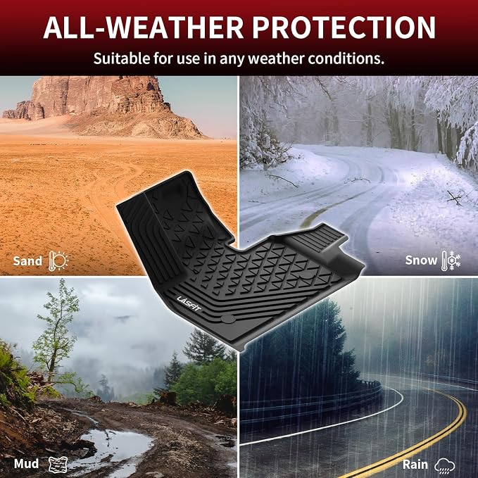 LASFIT Floor Mats for BMW IX 2022-2025 2026 xDrive45 xDrive50 xDrive60 M60 M70, All Weather Protection Floor Liners, TPE Car Mat for BMW IX Accessories, Anti-Slip, 1st & 2nd Row, Black