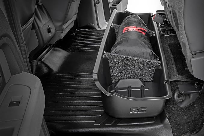 Rough Country Under Seat Storage for Ford F-150 (2009-2014) CrewCab - Custom-Fit, Durable, Anti-Skid Thermoplastic Under Seat Storage Compartment