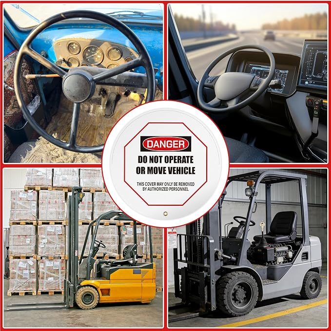 1 Pcs Steering Wheel Cover for Lockout Tagout - 20" Danger Do Not Operate Reinforced Vinyl for Trucks Pallet Jacks Forklifts