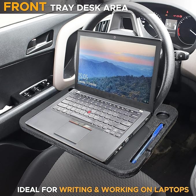 EcoNour Steering Wheel Desk Tray Compatible for 2022-2024 2025 2026 Honda Civic Steering Wheel Tray Table Car Laptop Holder Eating Tray for Car Food & Drink Desk Holder Travel Accessories