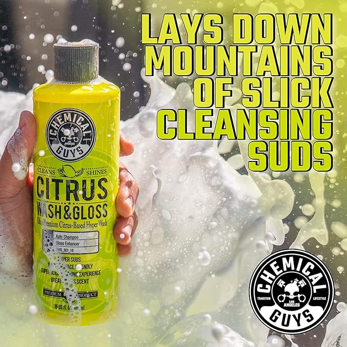 Chemical Guys CWS_101_64BK Car Wash Detailing Bucket, Mitt & Accessories Bundle (6 Items) Featuring Maxi-Suds II Foaming Car Wash Soap 64 oz (.5 Gal) Cherry Scent - Works on Cars, Trucks, SUVs, & More