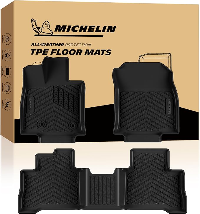 Michelin Vehicle Mats, Premier Series All-Weather TPE Custom Fit Liner for Toyota RAV4 Hybrid 2026-2027 Floor Mats (3 Piece)
