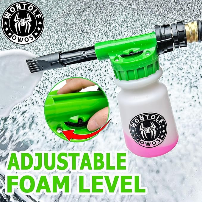 Wontolf Car Wash Foam Gun Foam Cannon Sprayer Kit with Car Wash Soap, Microfiber Car Wash Mitt, Storage Bag - Car Wash Kit - Snow Foam Blaster - Connects to Garden Hose - Car Accessories for Men