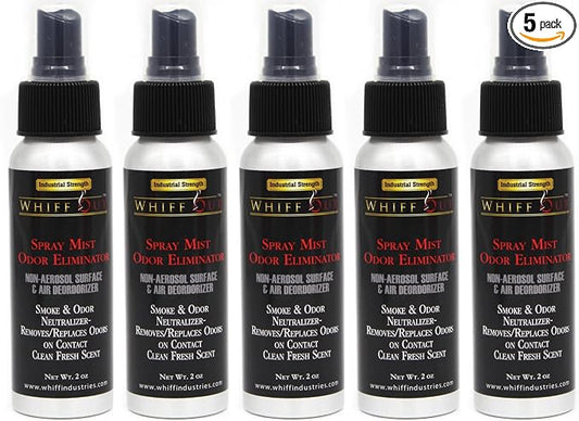 2oz Spray Mist 5 Pack -2oz Non-Aerosol Surface & Air Deodorizer | Cigar Cigarette 420 Smoke Fabric Pet Odor Neutralizer | Remove and Replace Odors on Contact