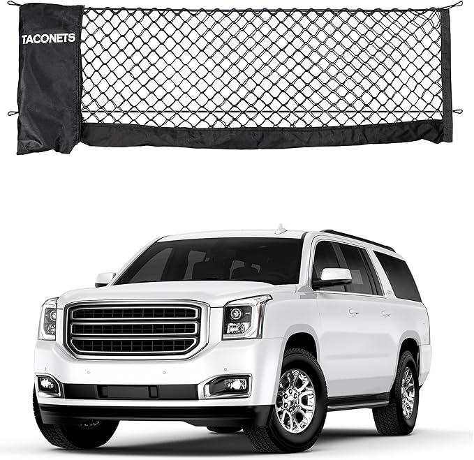 Envelope Cargo Net for Suburban | Tahoe | Yukon/XL | Escalade/ESV - Fits 2015-Current - Upgraded 5mm Bungee - Integrated Storage Bag - Heavy Duty Hooks - Designed in USA