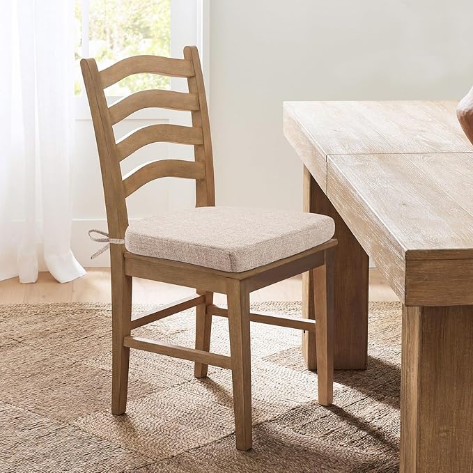 Chair Cushions for Dining Chairs, Non Slip Chair Pads with Ties and Washable Covers, Memory Foam Kitchen Chair Cushions Set of 6, 16"X16"X2.5", Oatmeal Beige