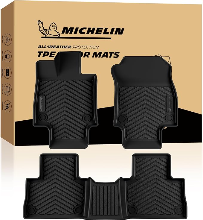 Michelin Vehicle Mats, Premier Series All-Weather TPE Custom Fit Liner for Toyota RAV4 Gas 2019-2025 Floor Mats B (3 Piece)