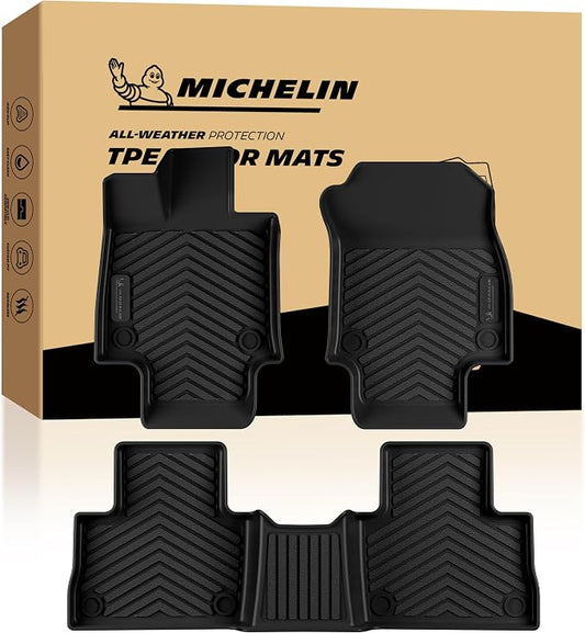 Michelin Vehicle Mats, Premier Series All-Weather TPE Custom Fit Liner for Toyota RAV4 Gas 2019-2025 Floor Mats B (3 Piece)