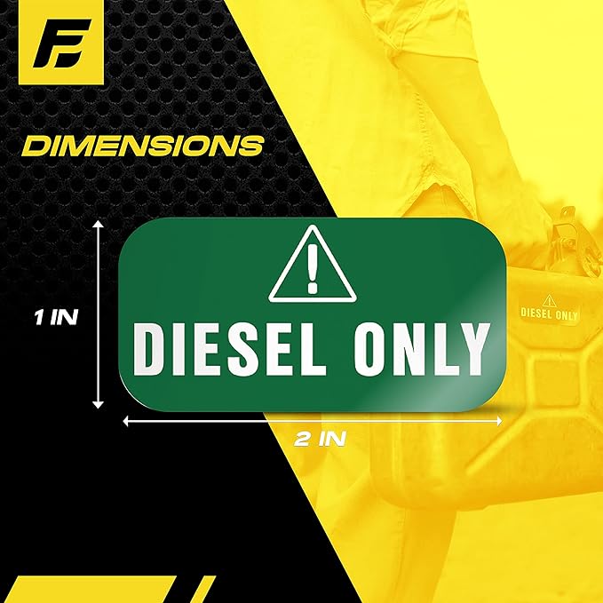 Diesel Sticker (Green), Construction & Heavy Equipment - Weather Proof, Extreme Stick, Commercial Grade by Fuel Stickers - USA Made (2x1 inch), 20 Labels