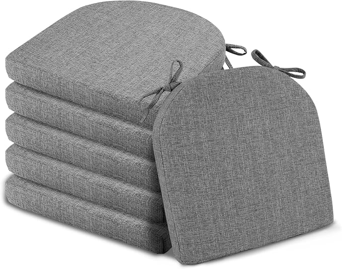 Basic Beyond Chair Cushions for Dining Chairs 6 Pack, Kitchen Chair Cushions with Ties and Non Slip Backing, 16 x 16 inches Chair Pads for Dining Chairs (Dark Grey)