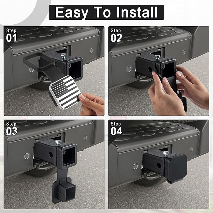 UYYE 2 Inch Rubber Trailer Hitch Cover, Rubber Hitch Tube Cover Plug Cap, Car Exterior Accessories Fits for Most Vehicles Hitch Receivers, Hitch Cover Tube Plug Cap (Black)