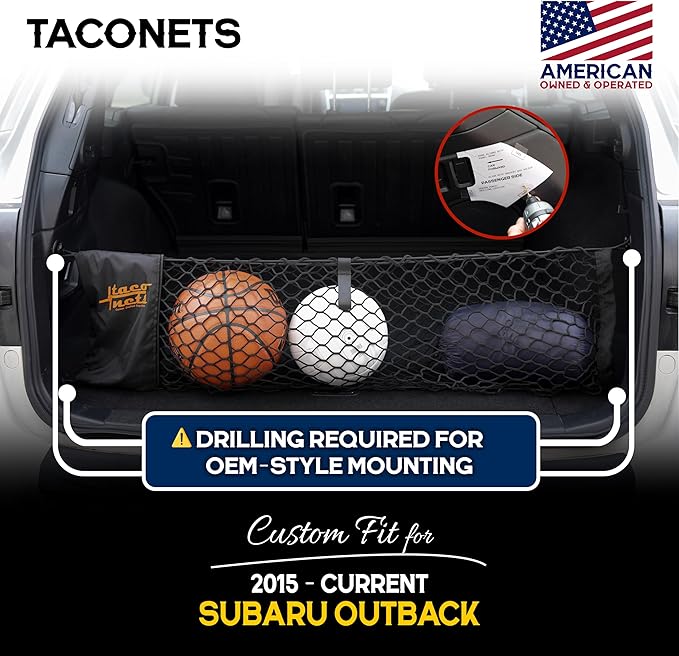 Envelope Cargo Net for Subaru Outback - Fits 2015-Current - Upgraded 5mm Bungee - Integrated Storage Bag - Heavy Duty Hooks - Designed in USA