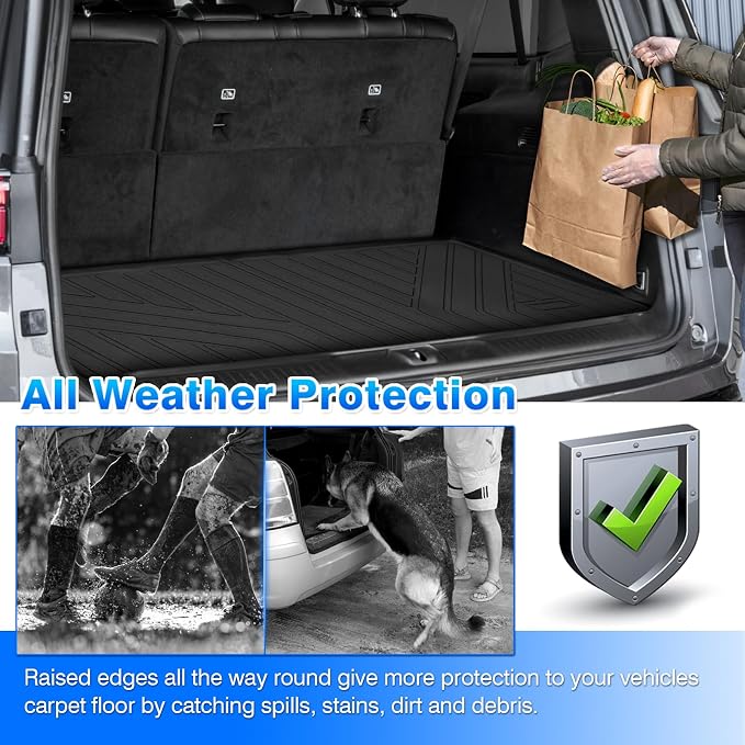 Cartist Cargo Mat for Jeep Wagoneer 2022 2023 2024 2025 2026 Trunk Mat Behind The 3rd Row TPE All Weather Cargo Liner for Wagoneer Accessories Anti-Slip