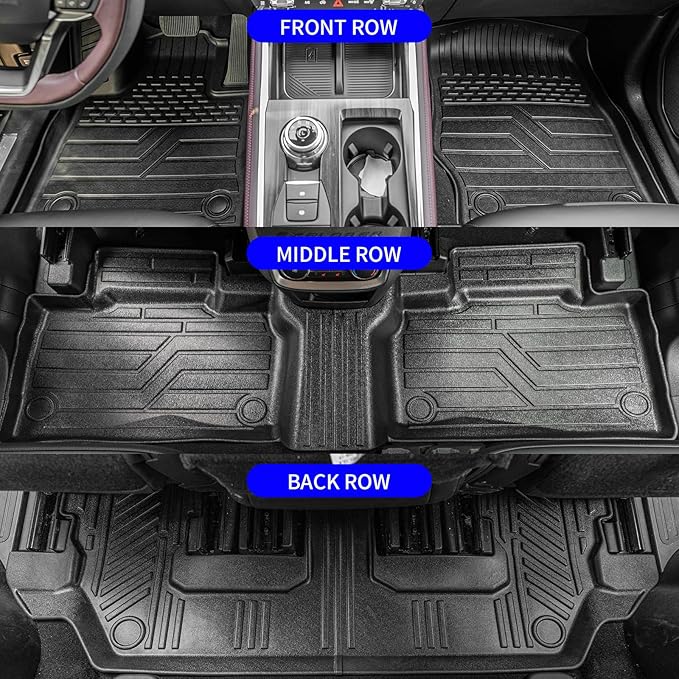 Rongtaod Floor Mats Compatible with 2020-2025 2026 Ford Explorer 7 Seats Cargo Mat Cargo Liner Trunk Liner Back Seat Cover Protector 2024 Explorer Accessories (Trunk Mat with Backrest Mat+Floor Mats)