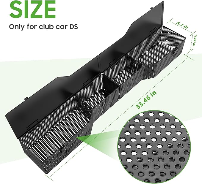 10L0L Golf Cart Front Inner Storage Utility Basket – Dash Storage Tray for Club Car DS & Precedent (2000-Up), Durable Steel with Anti-Rust Coating, Easy Installation