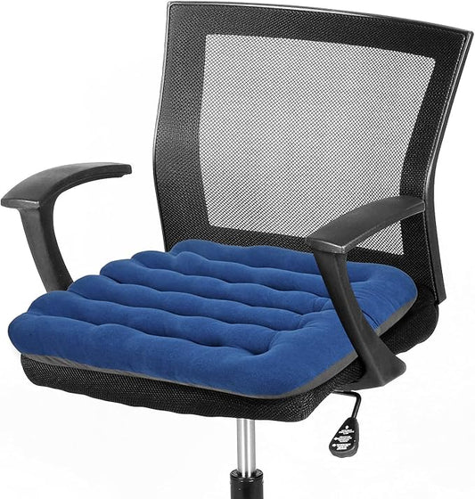BUYUE Good Support Office Chair Cushion Padded, Soft Velvet Comfortable Non-Slip Seat Cushion for Computer Desk Kitchen Chair (1 Count, Blue)