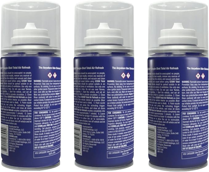 Ozium Air Sanitizer, 2 oz Car Fogger: Single-Shot Smoke Odor Eliminator & Car Air Freshener (Original+That New Car Smell+Carbon Black, 3 Pack Variety)