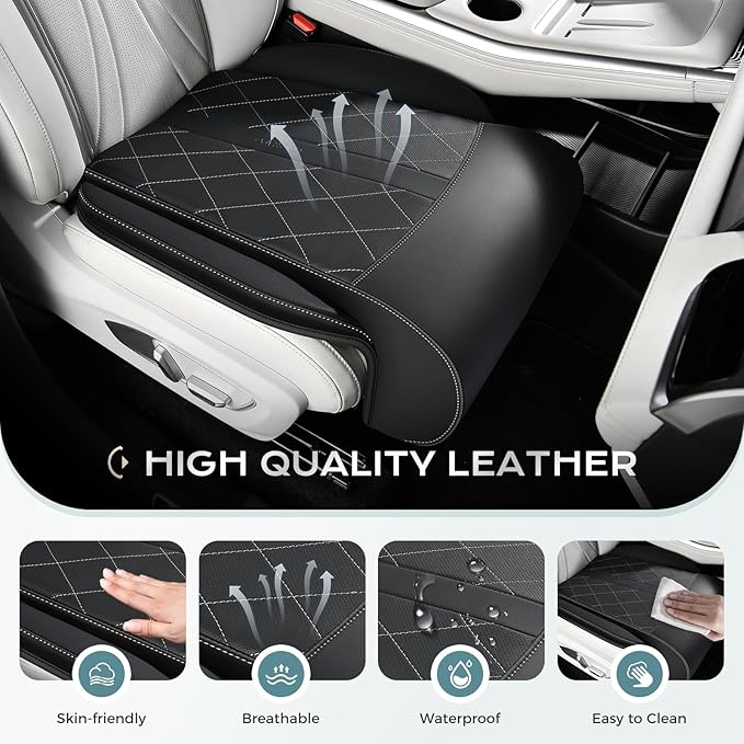 Coverado Car Seat Extender Leg Support, Leather Leg Extension Pad Car Seat Cushions, Waterproof Leg Extender Cushion for Long Driving, Car Leg Support Pad Universal Fit for Diver Seat (Update, Black)