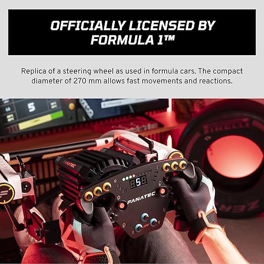 Fanatec Sim Racing ClubSport Steering Wheel F1 Esports V2 – Officially Licensed Formula 1™ Product, Alcantara Grips, LED Display, Magnetic Paddles, Integrated Vibration Motors – PC