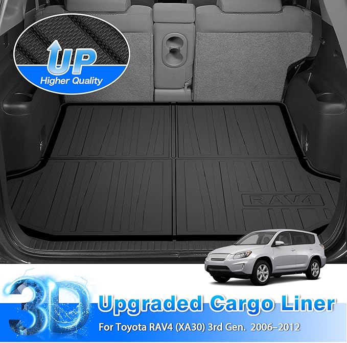 Rav4 Cargo Liner - Trunk Mat for Toyota RAV4 2006-2012, All Weather Cargo Mat for Rav4 Accessories, Heavy Duty Car Mats, Car Accessories