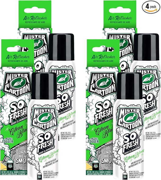 Turtle Wax FOGGER, 2 oz: Ultimate Car Fogger and Smoke Odor Eliminator – Long-Lasting Scent Car Air Freshener (4 Packs, Clean Blast)
