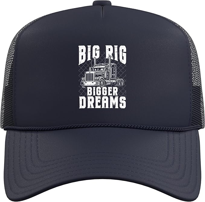 Big Rig Bigger Dreams Semi Truck Driver 18 Wheeler Trucker Hat with Adjustable Mesh Back