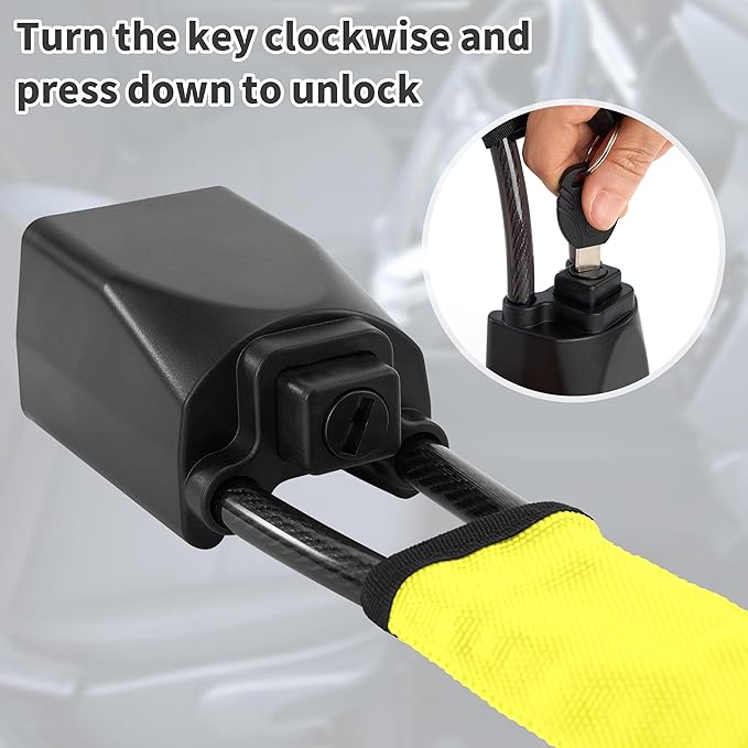 Car Steering Wheel Lock, 1 Pack Anti Theft Car Device with Max 17” Locking Length, Thickened Steel Wire, and Fine Stitched Edges, 3 Keys Included, Easy to Store, Fits Most Vehicles, SUVs（Yellow）