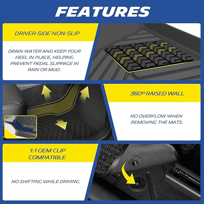 Michelin Vehicle Mats, Premier Series All-Weather TPE Custom Fit Liner for Honda Accord Gasoline & Hybrid 2018-2022 Floor Mats A(3 Piece)