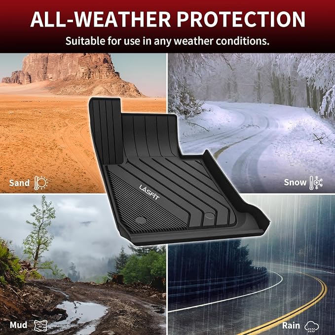 LASFIT Floor Mats for BMW 3 Series 2012-2018 320i 328d 328i 330e 330i 335i 340i M3 RWD & Sedan Only(Not for 335is, X-Drive, GT), All Weather TPE Custom Fit Car Liners 1st & 2nd Row Mat, Black