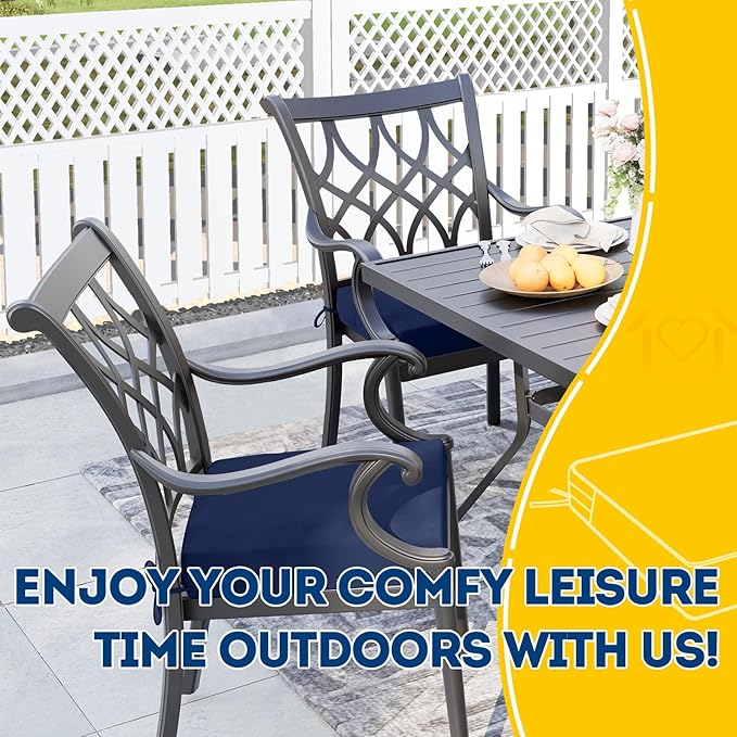 AAAAAcessories Outdoor Seat Cushions for Chairs, Waterproof, Fade-Resistant, 22" x 22" x 3", Patio Furniture Replacement Cushions, Set of 2, Navy Blue