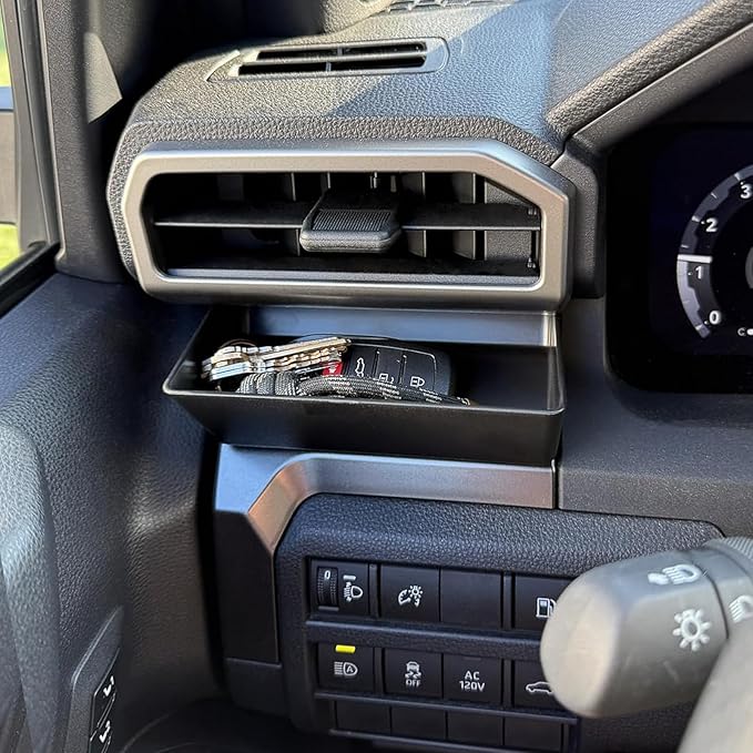 Driver's Air Vent Storage Tray Compatible with 2024 2025 2026 Toyota Tacoma and 2025 2026 Toyota 4Runner Accessories Driver's Side Extra Storage Organizer for Key Coin Card (Upgrade, No need for tape)