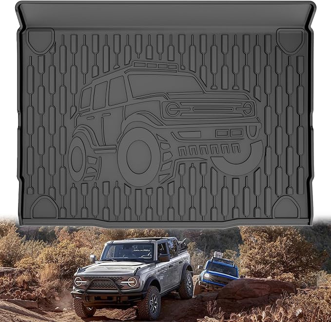 TTX LIGHTING Bronco 4-Door Cargo Liner - Custom Fit Trunk Mats for Ford Bronco 2021-2026 4 Door Cargo Mat All Weather Cargo Tray Black