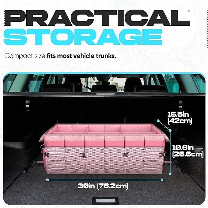 FORTEM Trunk Organizer For SUV Car Trunk Organizer, Foldable Storage, Car Accessories for Women Men, Collapsible Bag, 600D Oxford, Non Slip Bottom, Straps, Soft Cover (85L)