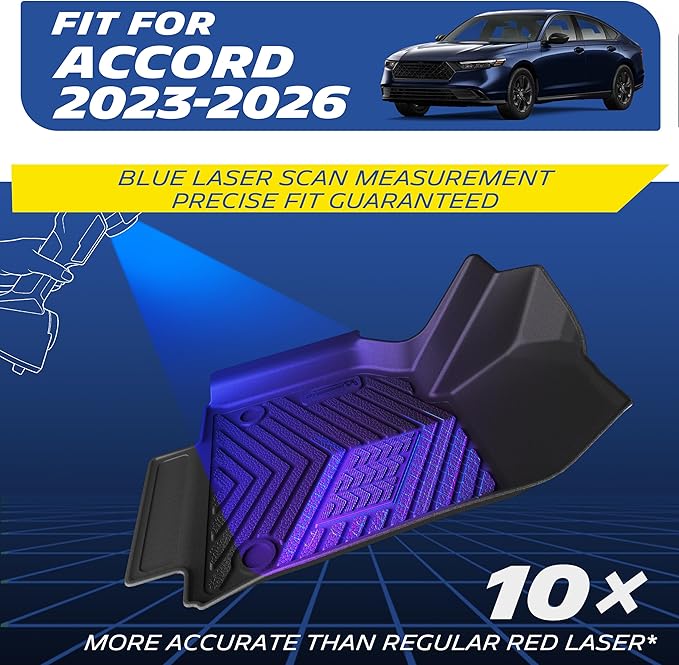 Michelin Vehicle Mats, Premier Series All-Weather TPE Custom Fit Liner for Honda Accord Gasoline & Hybrid 2023-2027 Floor Mats B(4 Piece)