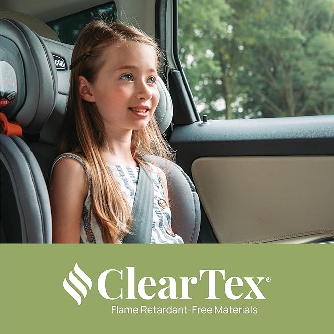 Chicco KidFit ClearTex Plus 2-in-1 Belt-Positioning Booster Car Seat, Backless and High Back Booster Seat, for Children Aged 4 Years and up and 40-100 lbs., Obsidian/Black