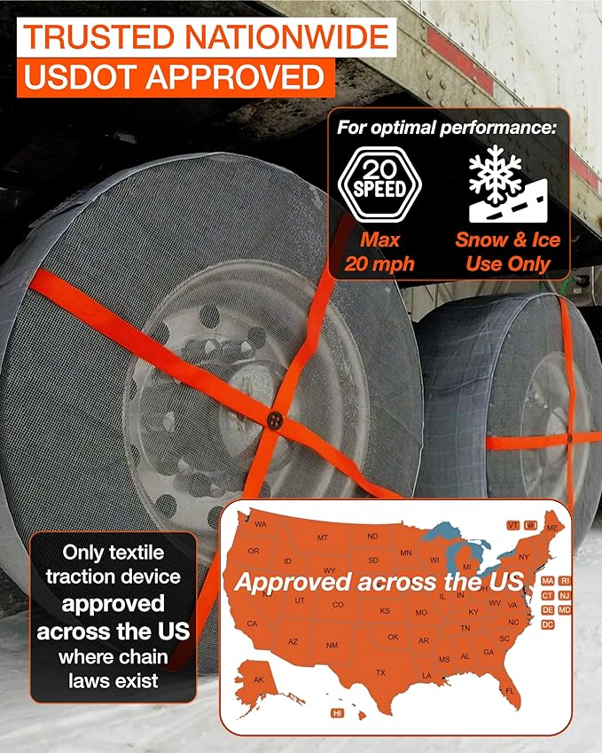 AutoSock Commercial Vehicle Snow Socks for Tires, AL89 - Car Sock Tire Traction Device for Snow, Ultimate Chain Alternative for Buses and Trucks, Pack of 2