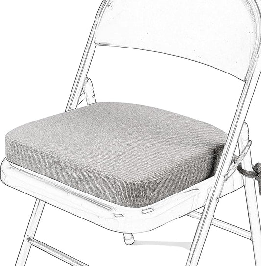 SINOSSO Memory Foam Chair Cushion for Folding Chair 1 Pcs, Thickened 2" Square Kitchen Chair Pad with Ties, Indoor Non-Slip Dining Chair Seat Cushion (1 Piece, Light Grey)
