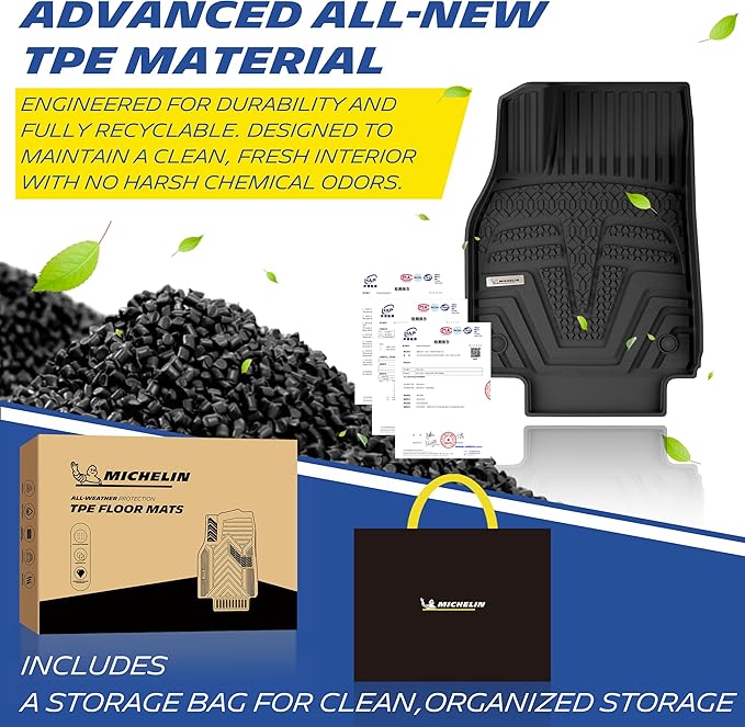Michelin Vehicle Mat, All-Weather TPE Custom Fit Liner for Tesla Model Y 5 Seat Floor Mats 2025-2027 (10 Piece), Elite