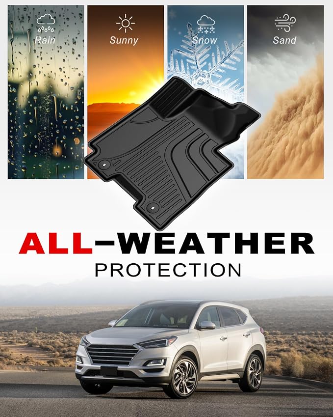 Floor Mats for Hyundai Tucson 2016-2021 - Custom Fit TPE Anti-Slip Floor Liners and Cargo Mat All Weather Cargo Liner for Tucson Accessories Black 2021 2020 2019 2018 2017 2016