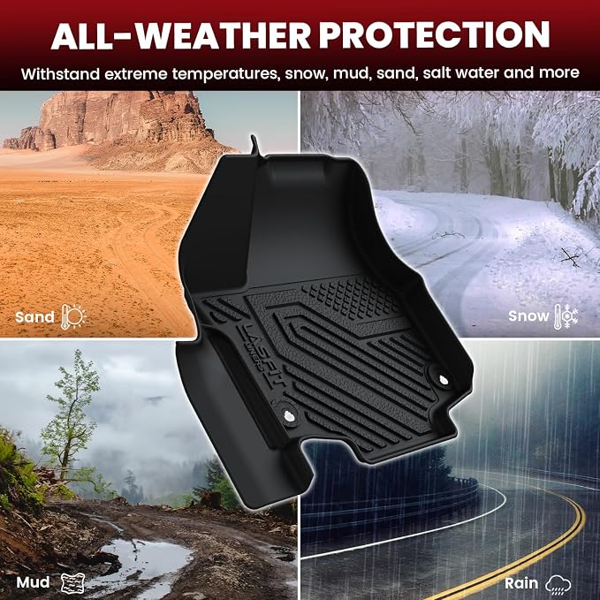 LASFIT Floor Mats for Chrysler Pacifica 2017-2026 (No Hybrid) All-Weather TPE Floor Liners & Trunk Cargo Mats Accessory for Pacifica/Voyager 7-Seater