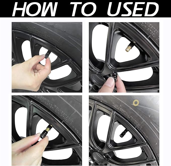 JUSTTOP Car Tire Valve Stem Caps, 12pcs Air Caps Cover, Universal for Cars, SUVs, Bike, Trucks and Motorcycles-Black