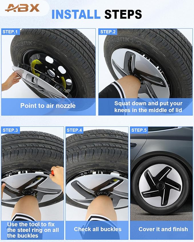 ABX Hubcap Wheel Covers Hub Caps 16 Inch Set of 4 White Universal Wheel Rim Cover R16 Stylish Car Decor Wheel Covers for Toyota Camry Nissan Mazda (White, 16 inch)
